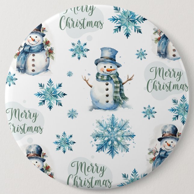 Christmas Snowman 6 Cm Round Badge (Front)