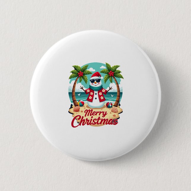 christmas Snowman 6 Cm Round Badge (Front)