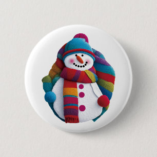 Christmas Snowman  6 Cm Round Badge