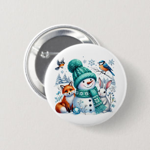 Christmas Snowman 6 Cm Round Badge