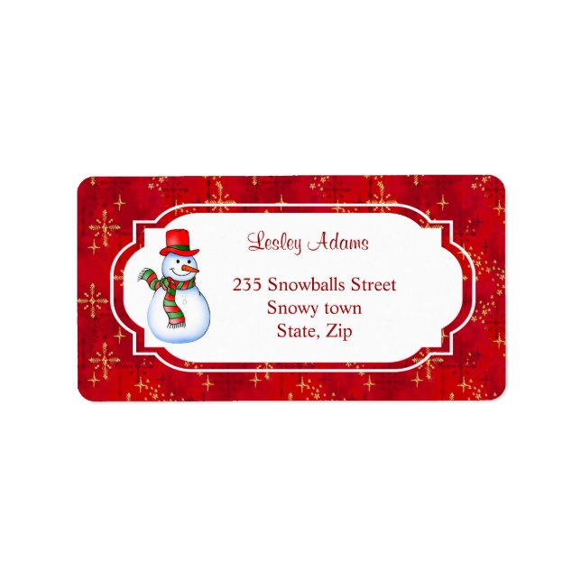 Christmas Snowman Address  Label (Front)