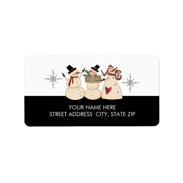 Christmas Snowman Address Mailing Labels (Front)