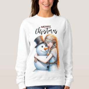 Christmas Snowman And A Girl Sweatshirt