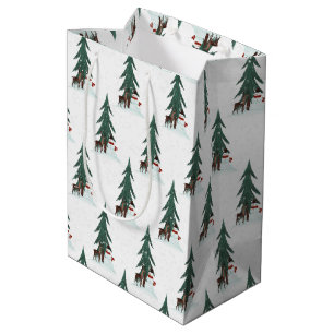 Christmas snowman and deer medium gift bag
