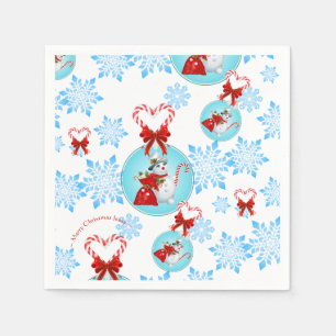 Christmas Snowman and Gentle Snowflakes Napkin