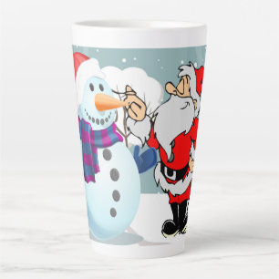 Christmas Snowman and Santa Latte Mug