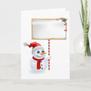 Christmas Snowman and Sign Holiday Card