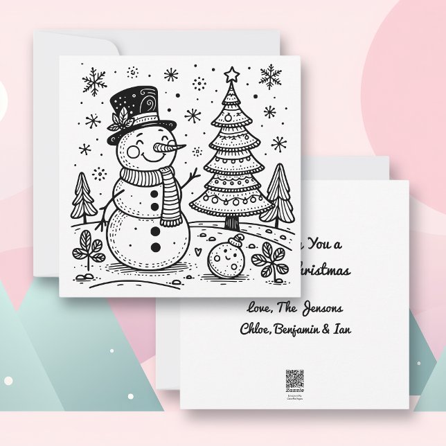 Christmas Snowman and Tree | Colour Me  Holiday Card (Creator Uploaded)