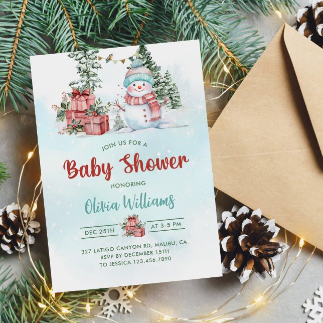 Christmas Snowman Baby Shower Party Invitation (Creator Uploaded)