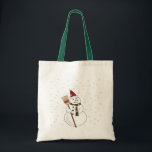 Christmas Snowman Bag<br><div class="desc">Happy snowman wearing a santa hat with snow floating down around him.</div>