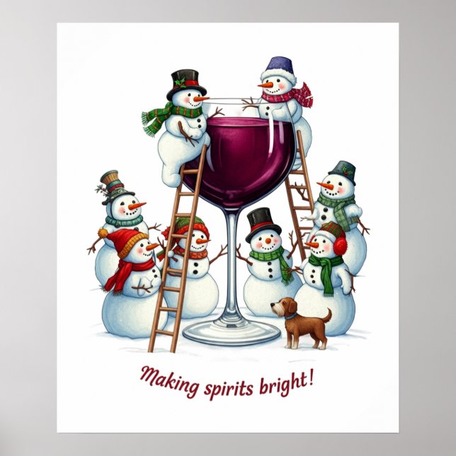 Christmas snowman bar lounge drinking party  poster (Front)