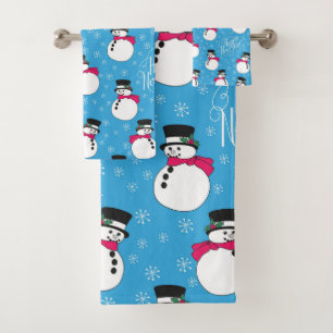 Christmas snowman bath towel set