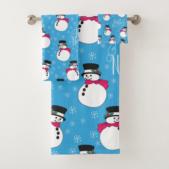 Christmas snowman bath towel set (Insitu)