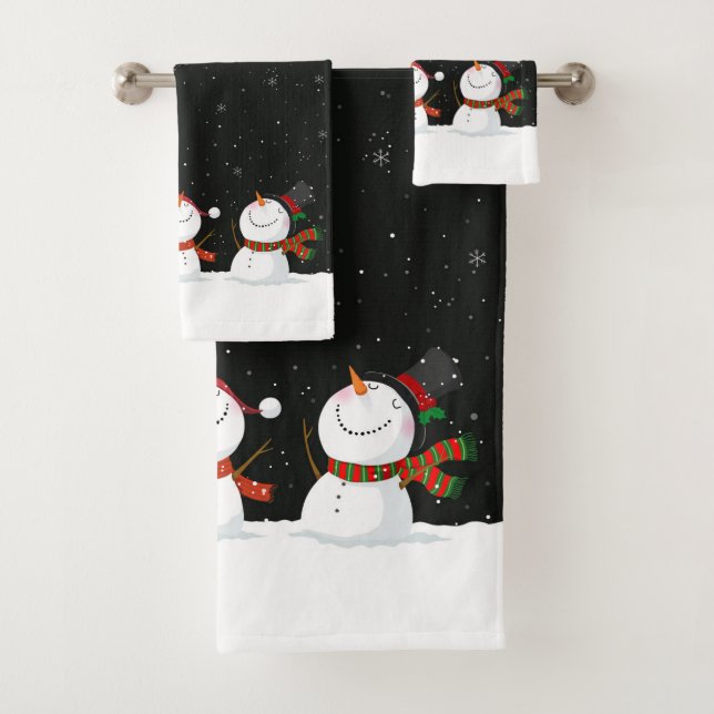 Christmas Snowman Bath Towel Set (Insitu)