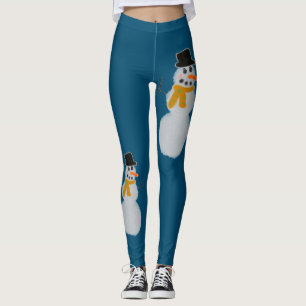 Christmas Snowman Blue Leggings