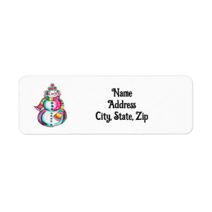 Christmas Snowman Boho Cute Pink Holiday Address