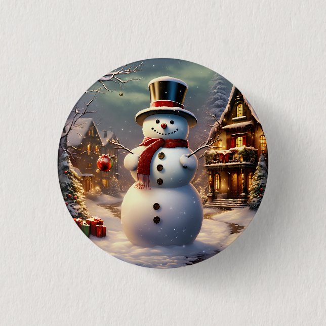 Christmas Snowman Button (Front)