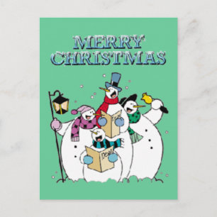 Christmas Snowman Carolers Postcard