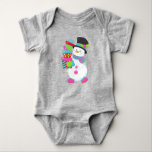 Christmas Snowman, Carrot Nose, Gifts, Presents Baby Bodysuit<br><div class="desc">Cute,  fun and adorable design of snowman with carrot nose and gifts. Modern and trendy gift,  perfect for Christmas or New Year's celebration.</div>