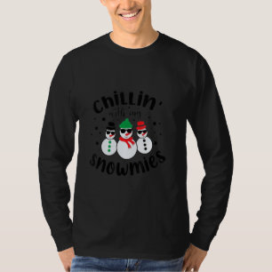 Christmas Snowman Chillin With My Snowmies Glasses T-Shirt