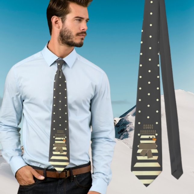 Christmas snowman classic blue Neck Tie (Creator Uploaded)