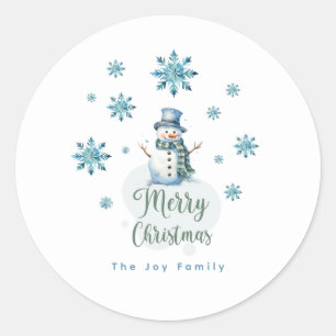 Christmas Snowman Classic Round Sticker
