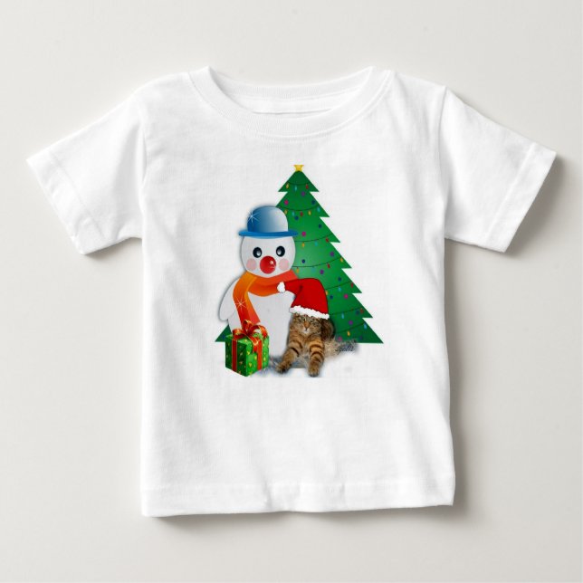 Christmas Snowman Cotton Baby Shirt (Front)