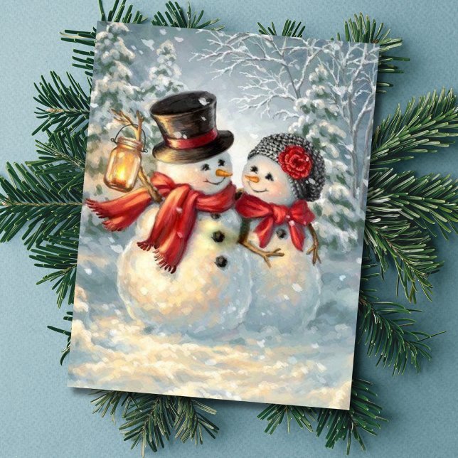 Christmas Snowman Couple Holiday Card (Creator Uploaded)