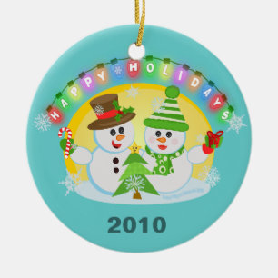 Christmas Snowman Couple Tree Ornament