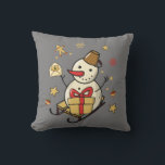Christmas Snowman Cushion<br><div class="desc">A cute snowman on a sleigh with a present,  a little letter and Christmas decorations.</div>