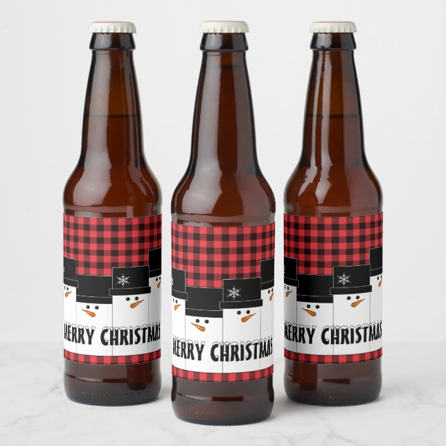 Christmas Snowman Custom Beer Bottle Label (Bottles)