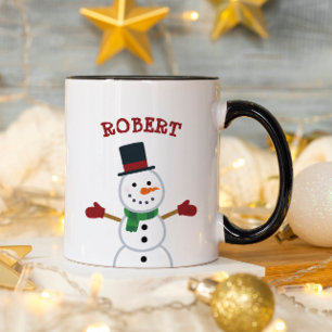 Christmas Snowman Custom Name Mug