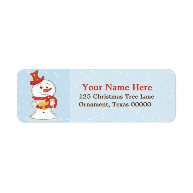 Christmas Snowman Custom Return Address Labels (Front)