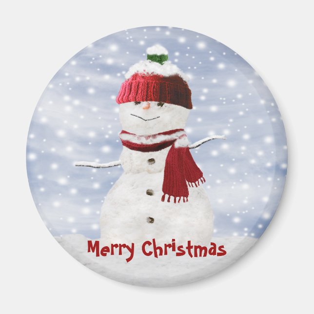 Christmas Snowman Customisable Magnet (Front)