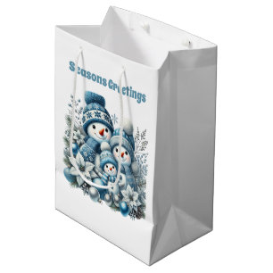 Christmas snowman customisable Seasons Greetings Medium Gift Bag