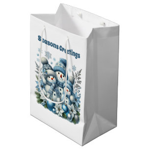 Christmas snowman customisable Seasons Greetings Medium Gift Bag
