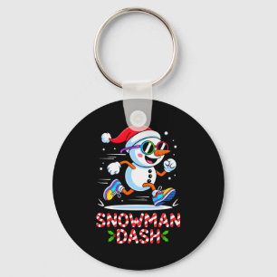 Christmas Snowman Dash Running Runner Marathon Tea Key Ring