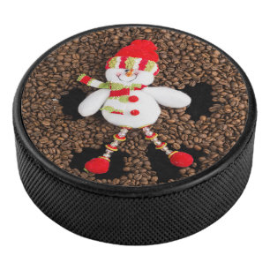 Christmas snowman decoration hockey puck