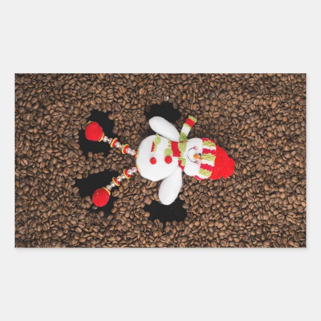 Christmas snowman decoration rectangular sticker (Front)
