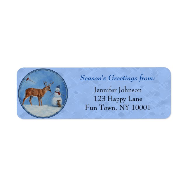 Christmas Snowman Deer Cute Bunny Blue (Front)