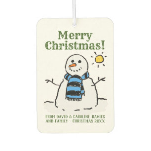 Christmas Snowman Design with Personal Greeting Car Air Freshener
