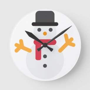 christmas snowman emoji round clock