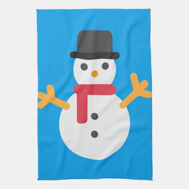 christmas snowman emoji tea towel (Vertical)