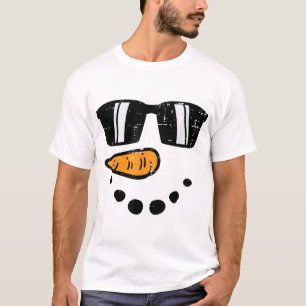 Christmas Snowman Face Sunglasses Xmas Men Women  T-Shirt