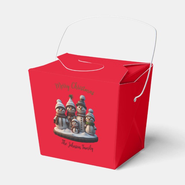 Christmas Snowman Family Favour Box (Front Side)