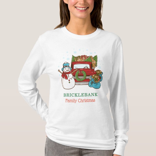 Christmas Snowman Family Matching Personalised T-Shirt (Front)