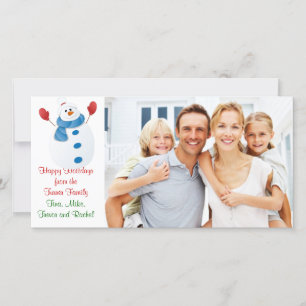Christmas Snowman Family Photo Card