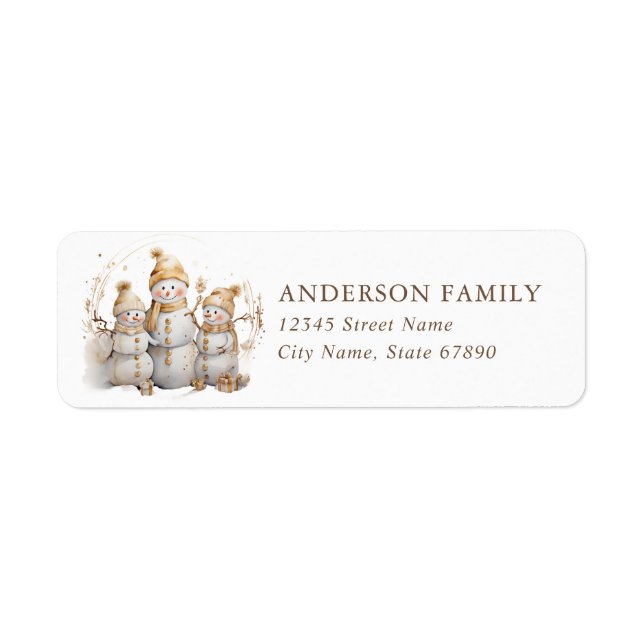 Christmas Snowman Family Return Address Labels (Front)
