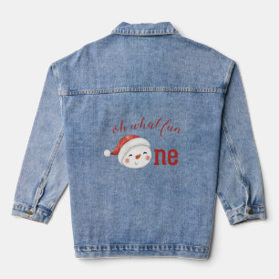 Christmas Snowman First Birthday Baby Denim Jacket