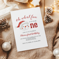 Christmas Snowman First Birthday Invitation
